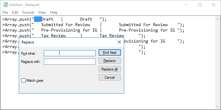 Replacing tab characters in Notepad with blank/null