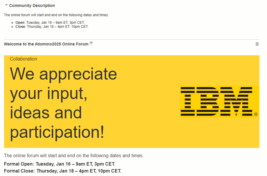 The #domino2025 Online Forum: where IBM wants your feedback and help to craft the future of the ICS products