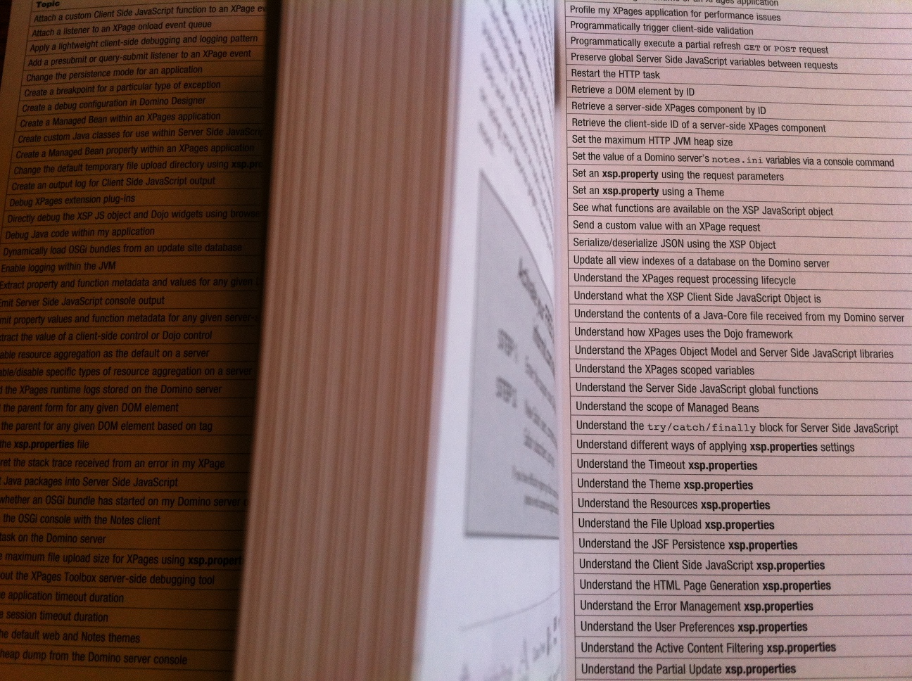 XPages Portable Command Guide - Inside Cover Index