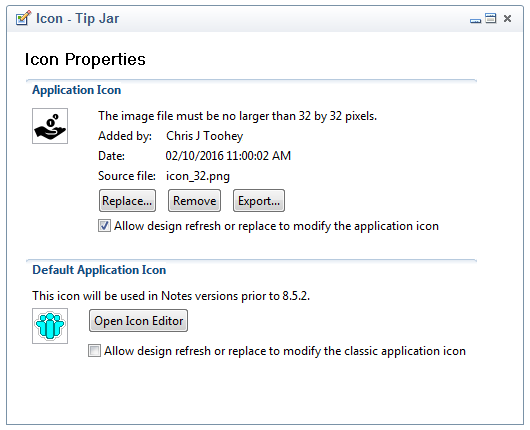 IBM Notes Domino notesDatabase Icon Settings