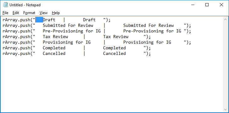 Selected tab character in Notepad