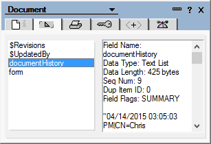 notesDocument Properties Dialog - documentHistory